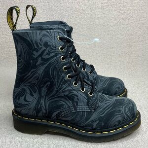 NEW Dr Martens Marble Suede Pascal 1460 Combat Lace Up Boots-Womens 5-Gray/Black
